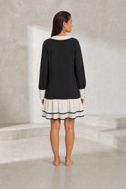 Robe pull col chemise à volants | Lounelle Paris