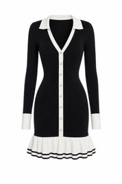 Robe pull col chemise à volants | Lounelle Paris