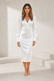 Robe satinée à col V | Lounelle Paris
