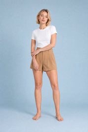 Short ample tailleur plissé | Variante Beige | Lounelle Paris