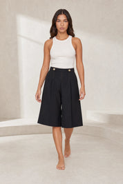 Short jupe-culotte noir taille haute | Lounelle Paris