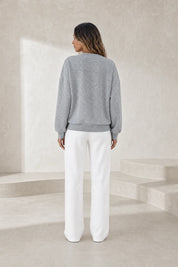 Sweat gris ajouré à perles | Lounelle Paris