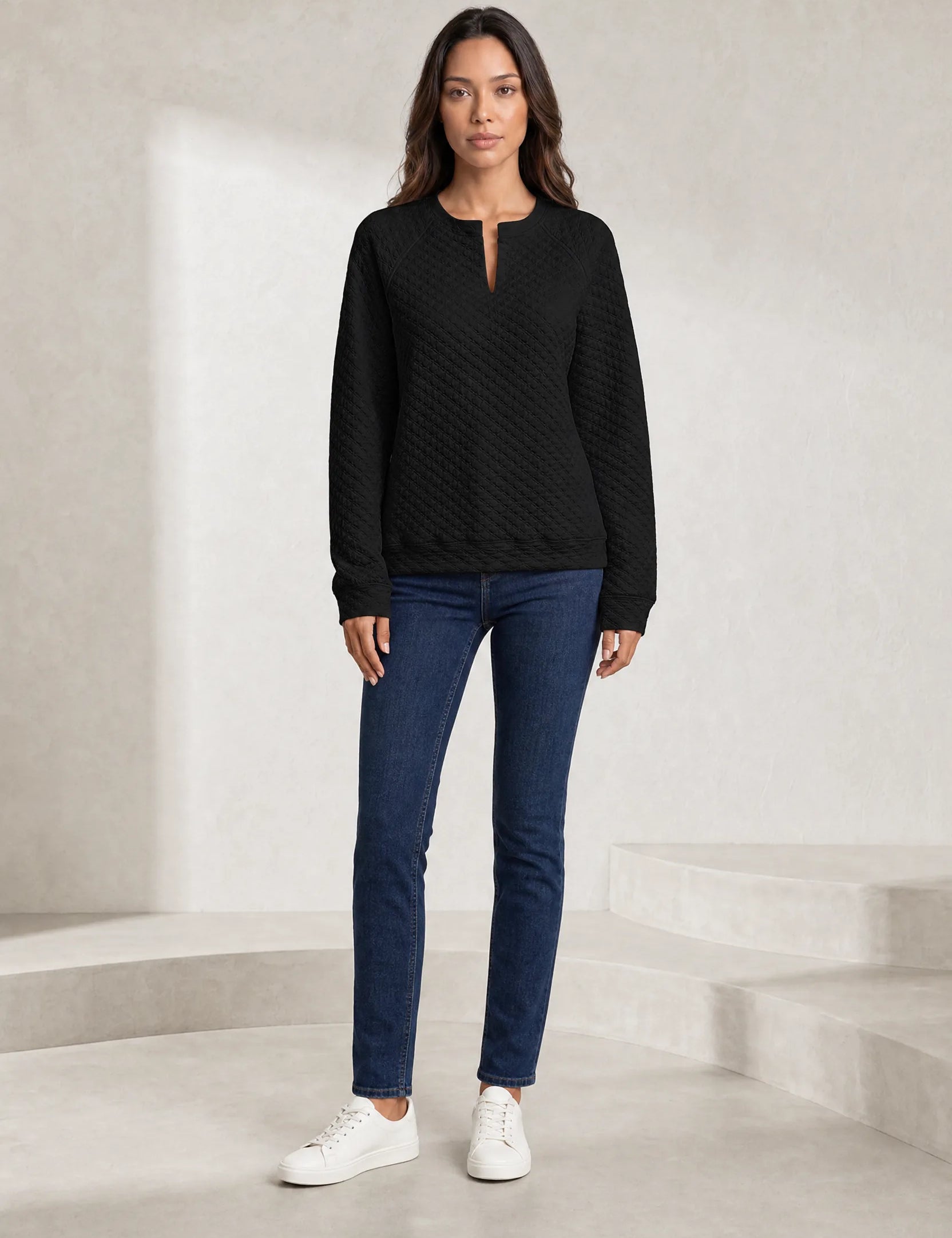 Sweat matelassé col fendu | Lounelle Paris
