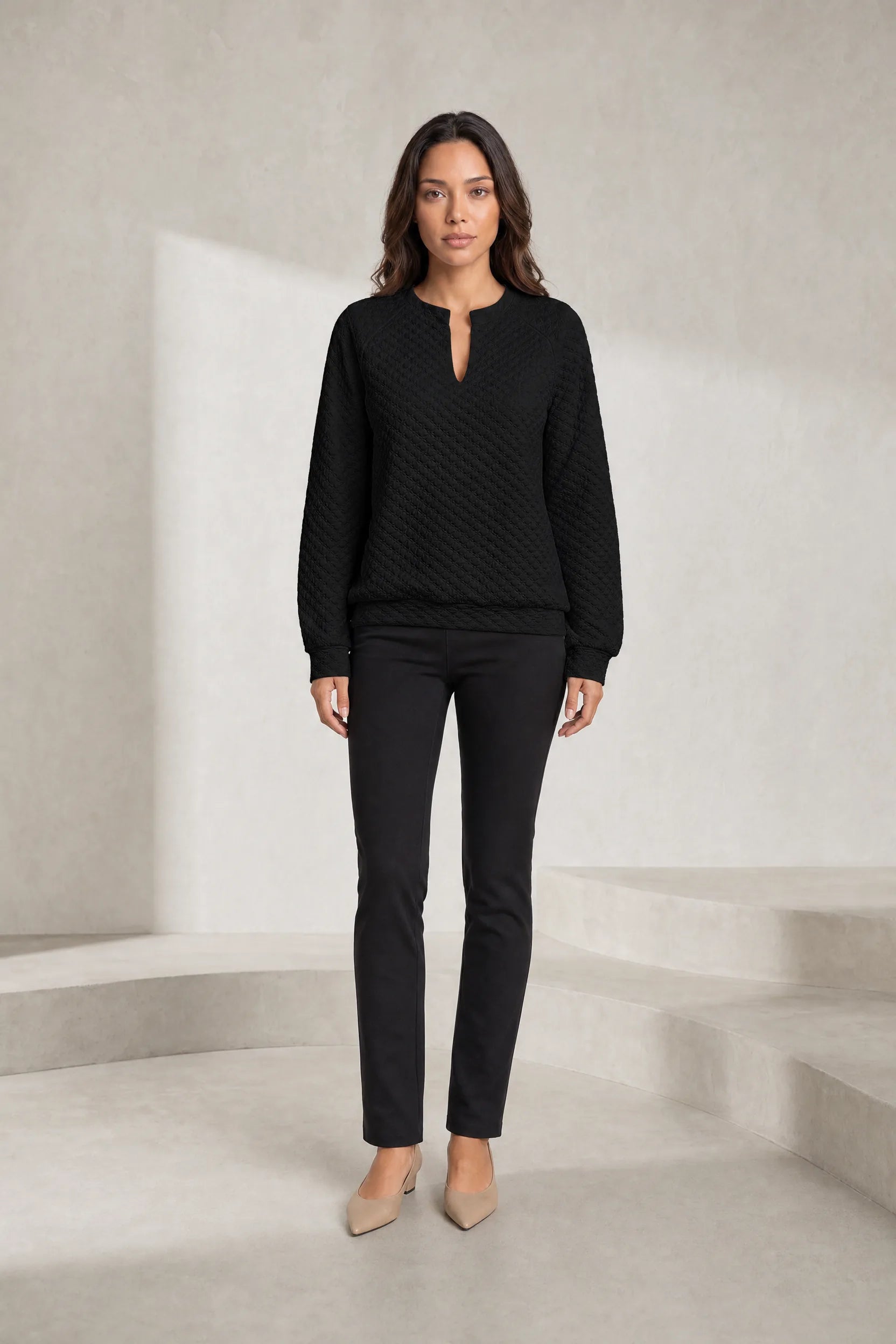 Sweat matelassé col fendu | Lounelle Paris