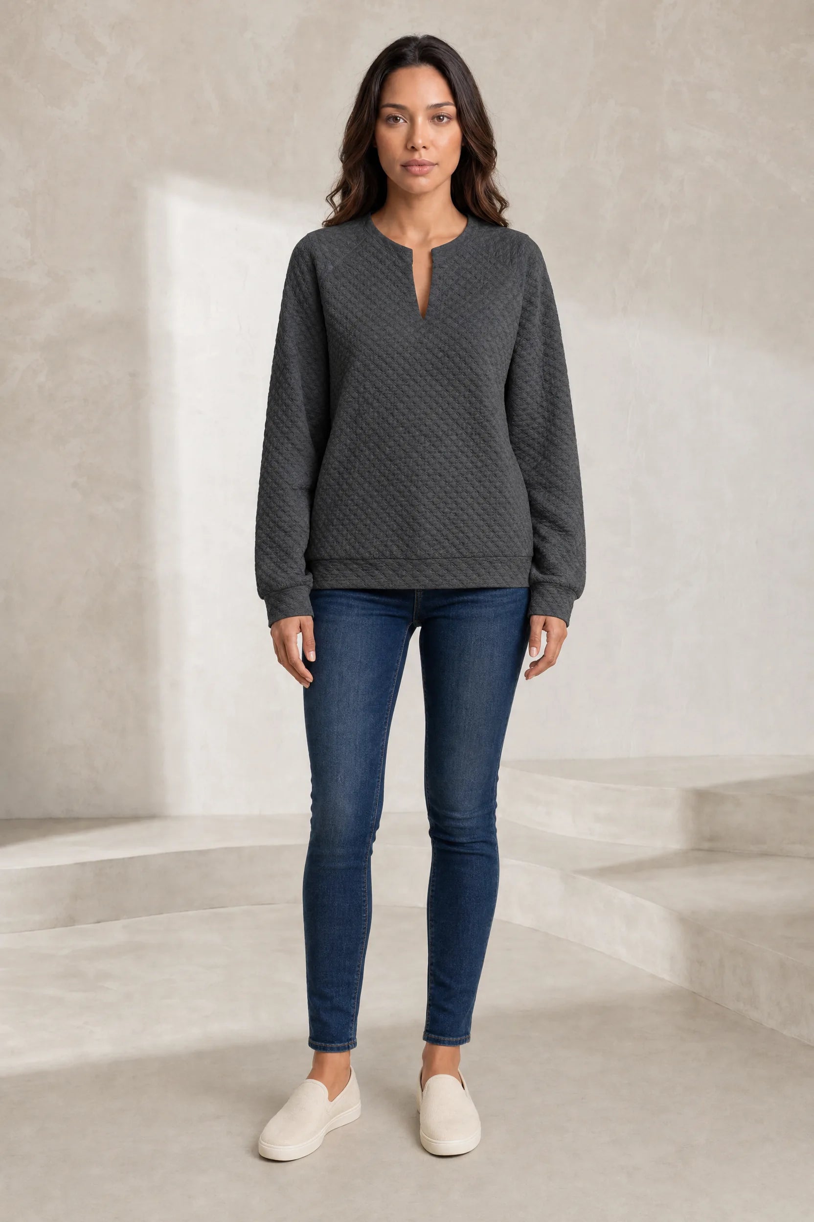 Sweat matelassé col fendu | Lounelle Paris