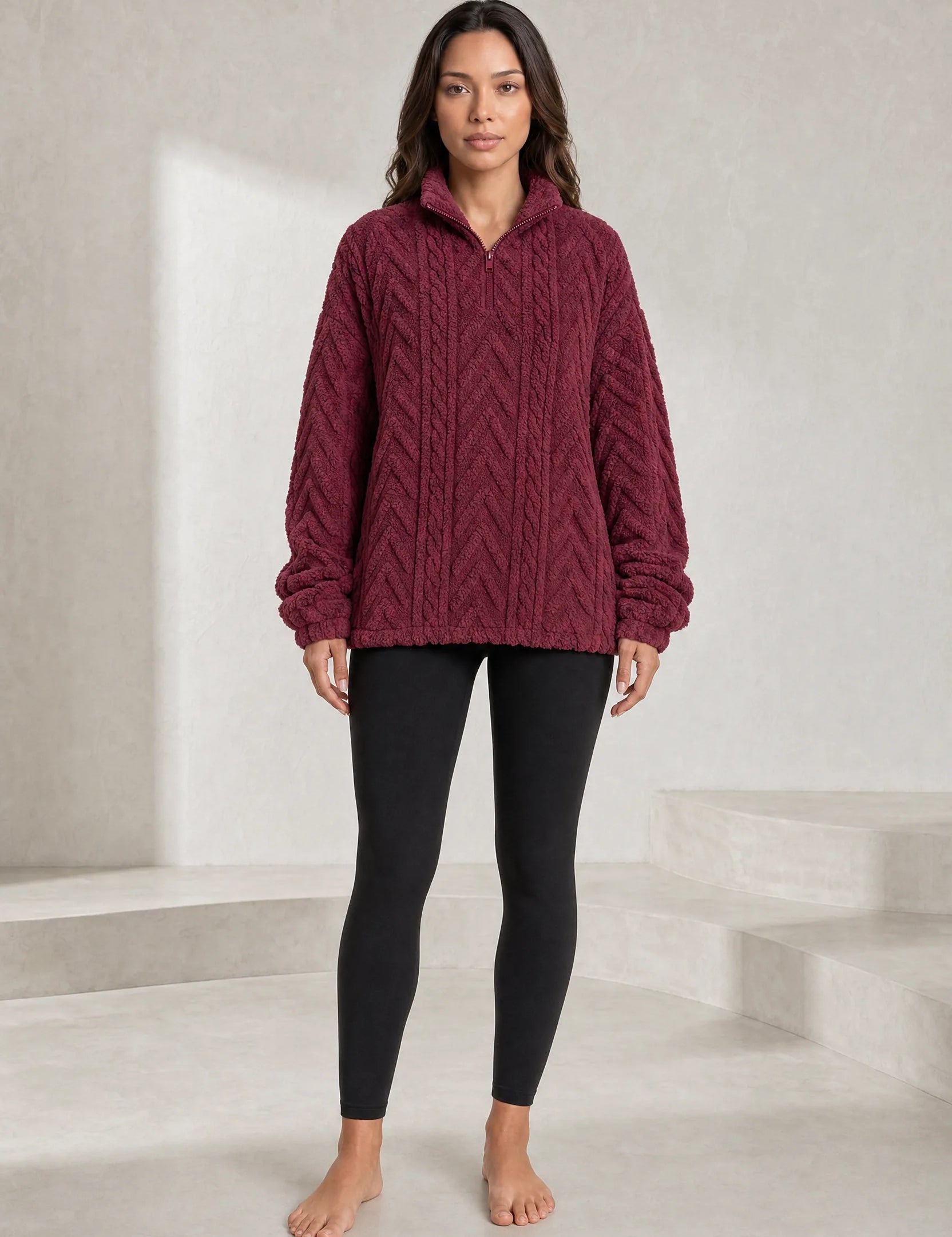 Sweat pelucheux col montant zippé | Lounelle Paris