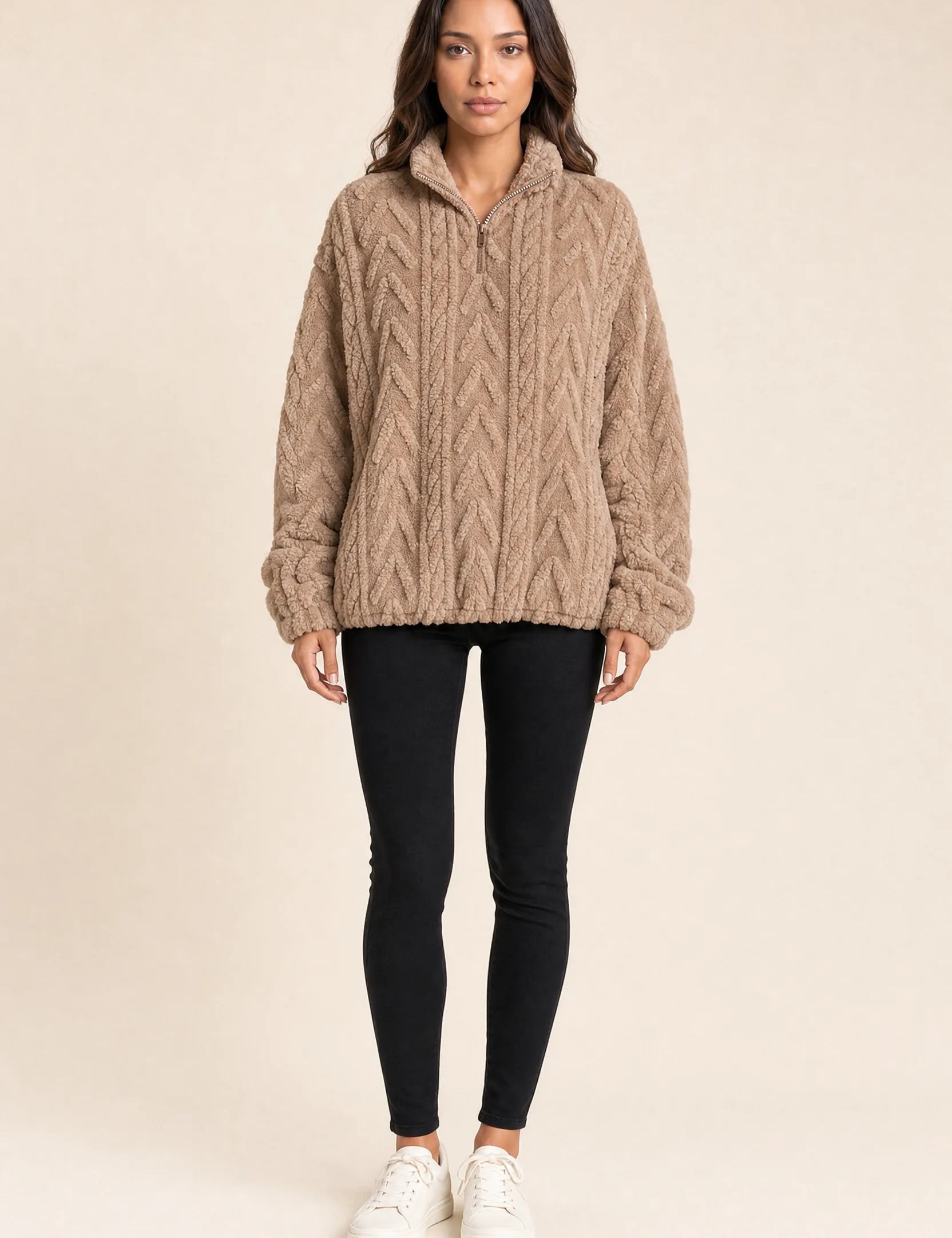 Sweat pelucheux col montant zippé | Lounelle Paris