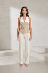 Tofarvet abrikos halterneck top