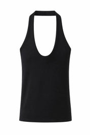 Top noir col halter dos nu | Lounelle Paris
