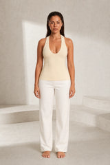 Top noir col halter dos nu