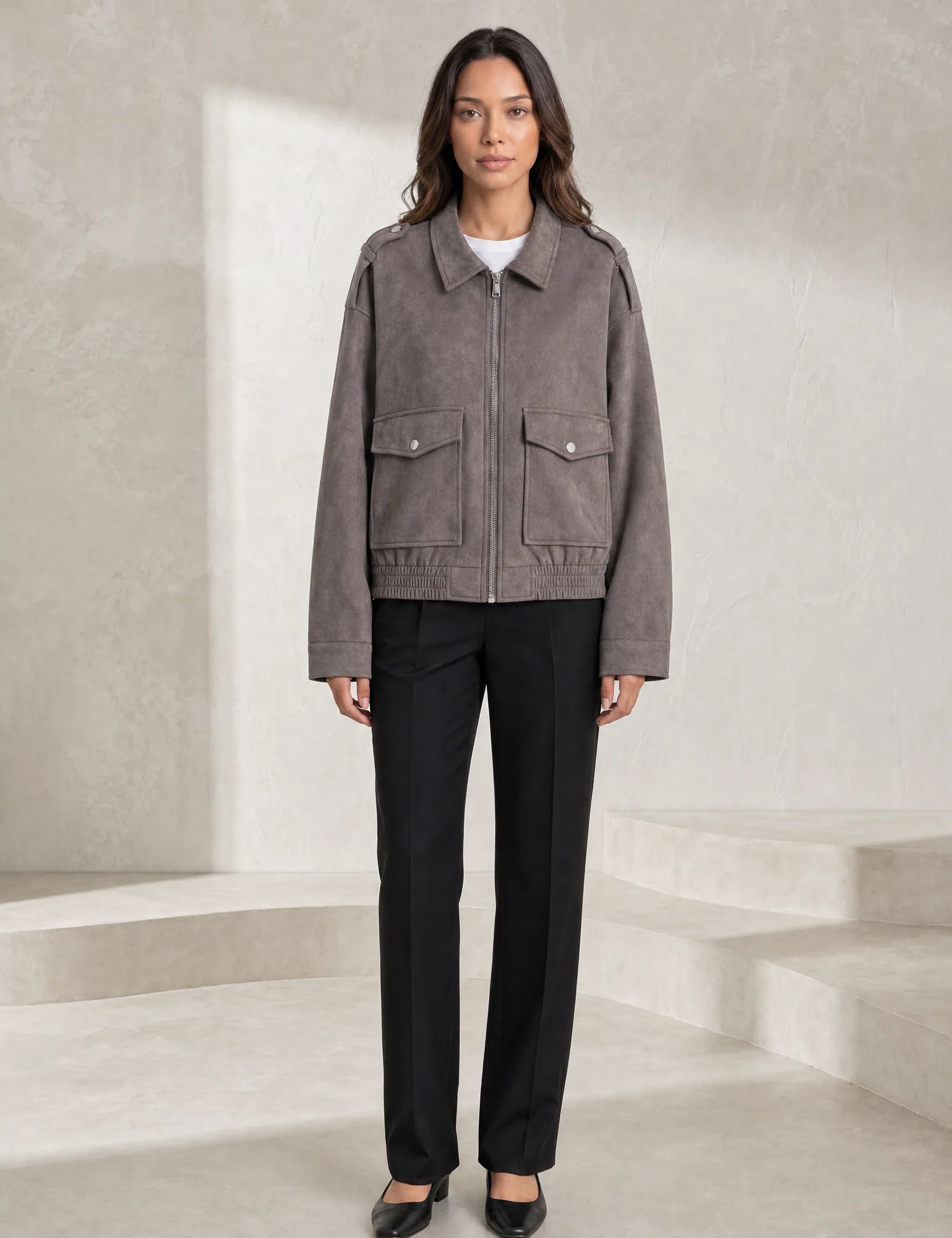 Veste ample effet suédine | Lounelle Paris