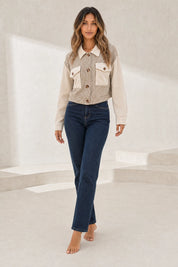 Veste beige en velours pied-de-poule | Lounelle Paris