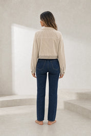 Veste beige en velours pied-de-poule | Lounelle Paris