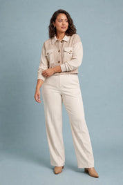 Veste beige en velours pied-de-poule | Porté sur une autre silhouette | Lounelle Paris