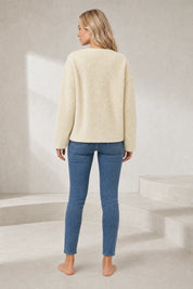 Veste beige sherpa à bordures léopard | Lounelle Paris