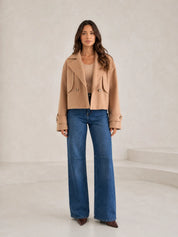 Veste courte marron ample à revers | Lounelle Paris