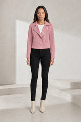 Veste courte suédine zip asymétrique