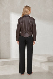 Veste effet cuir col tailleur | Lounelle Paris