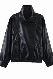 Veste en cuir ample col montant | Lounelle Paris