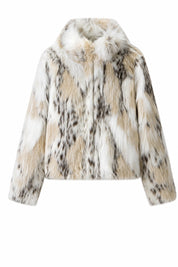 Veste fausse fourrure écru mouchetée | Lounelle Paris