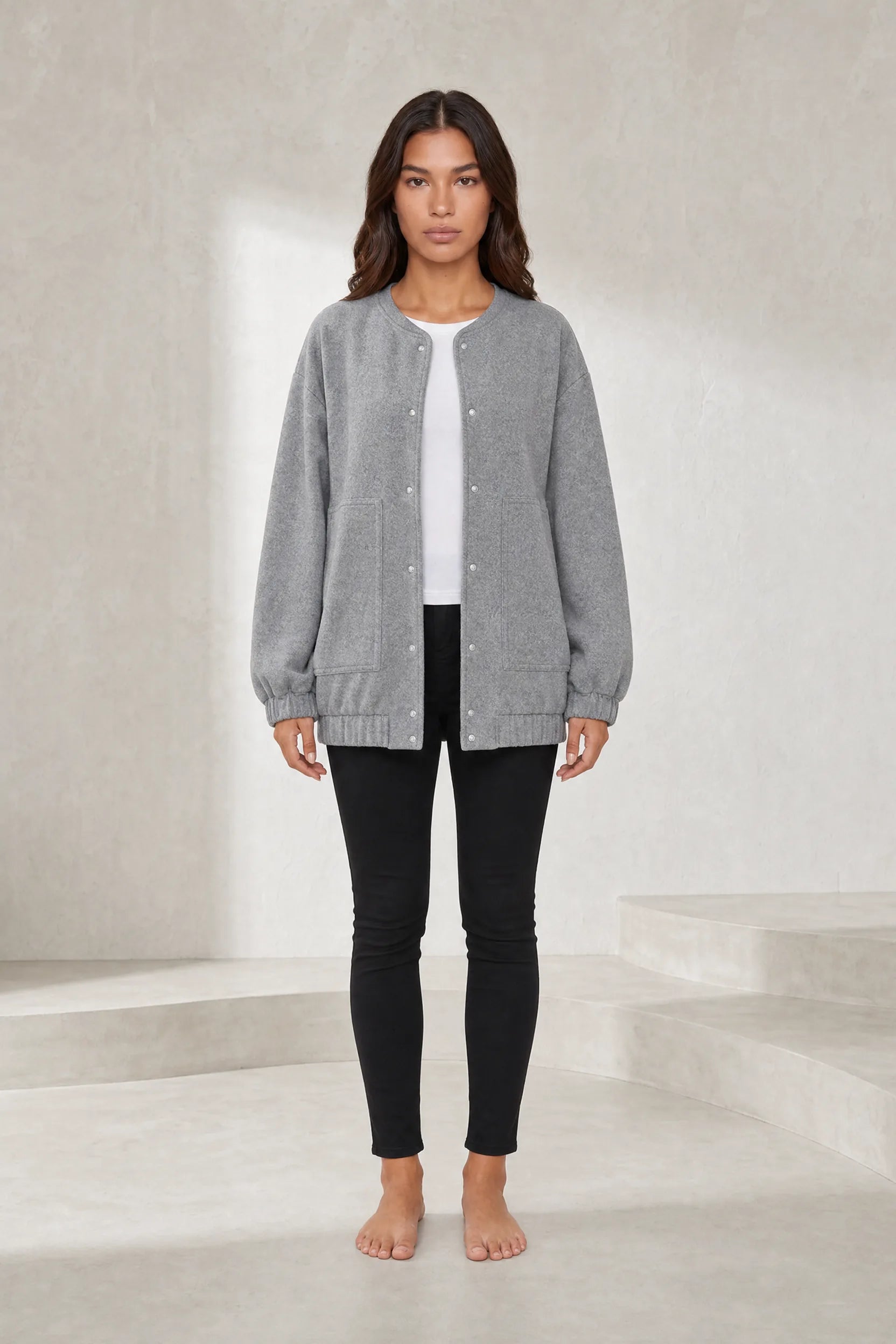 Veste grise mi-longue ample | Lounelle Paris