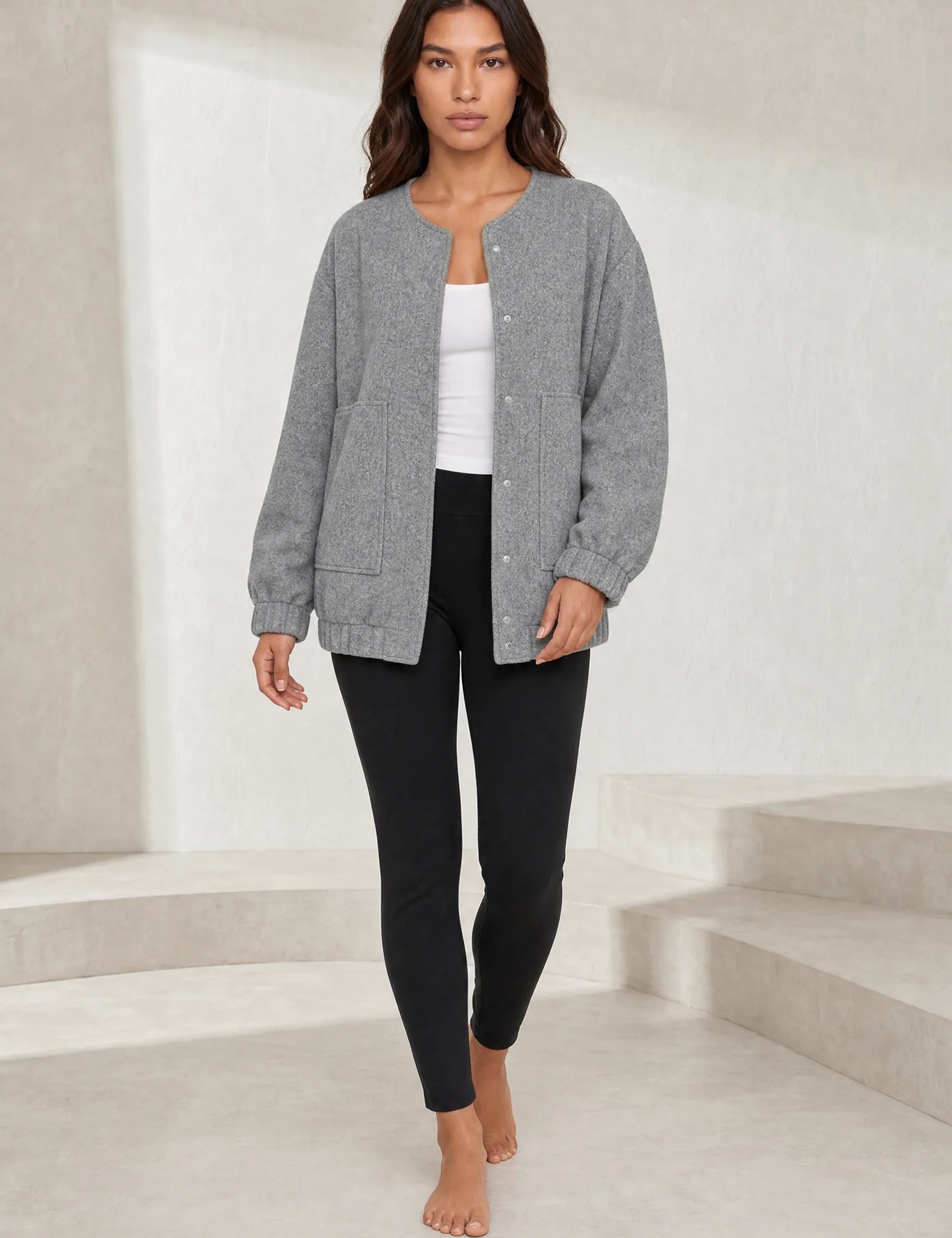 Veste grise mi-longue ample | Lounelle Paris