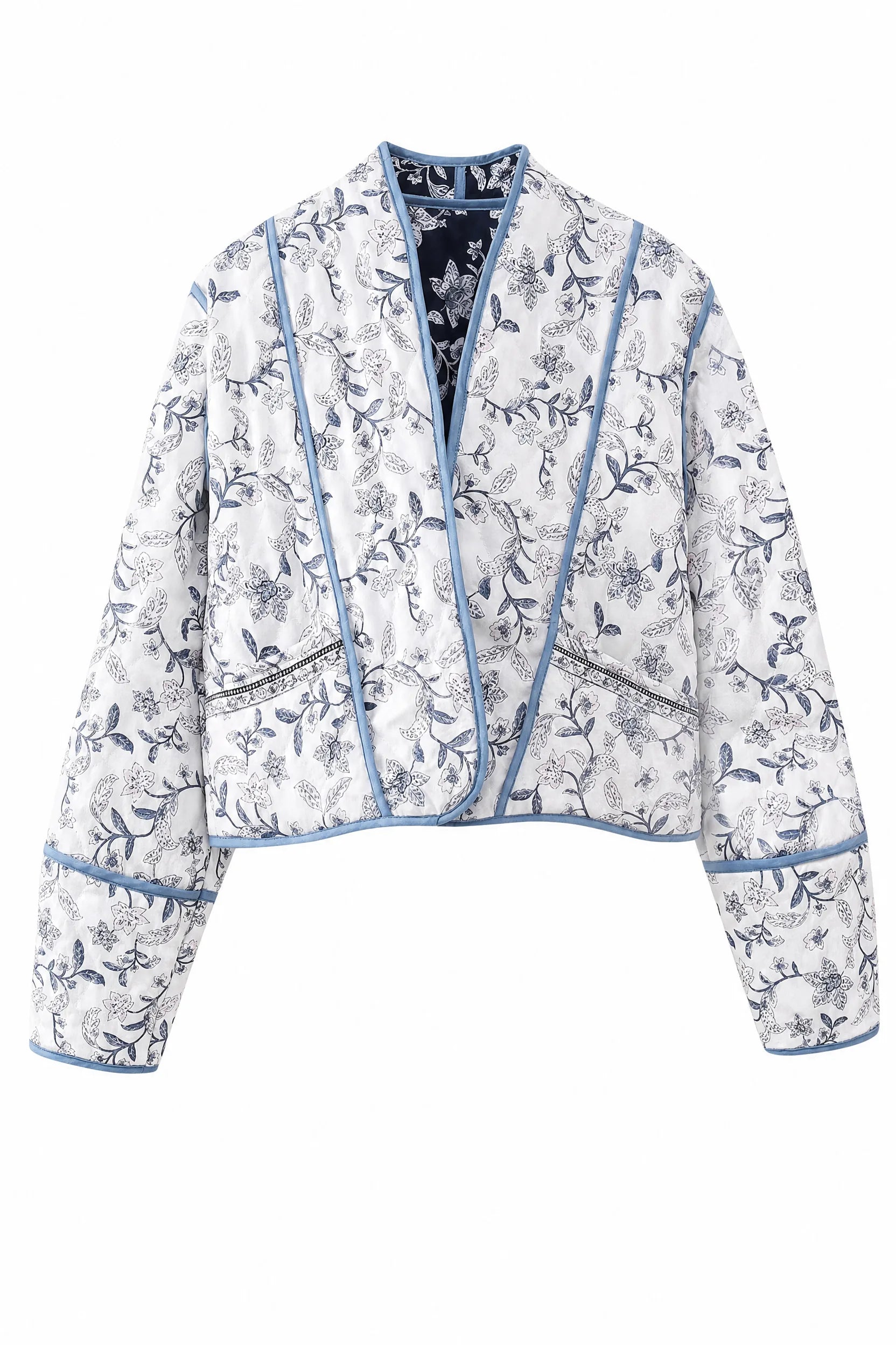 Veste matelassée blanche à imprimé floral | Lounelle Paris