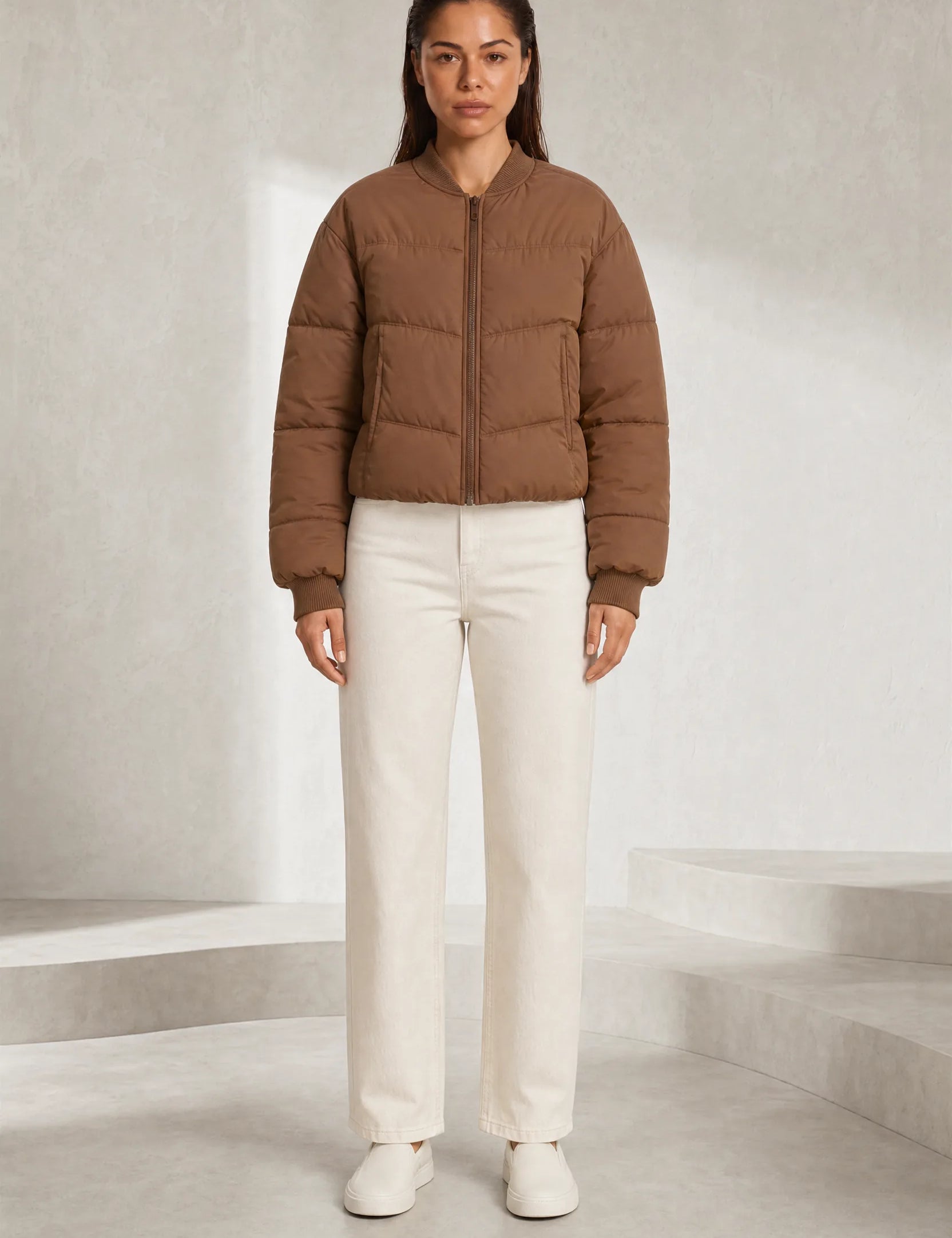 Veste matelassée courte col baseball | Lounelle Paris