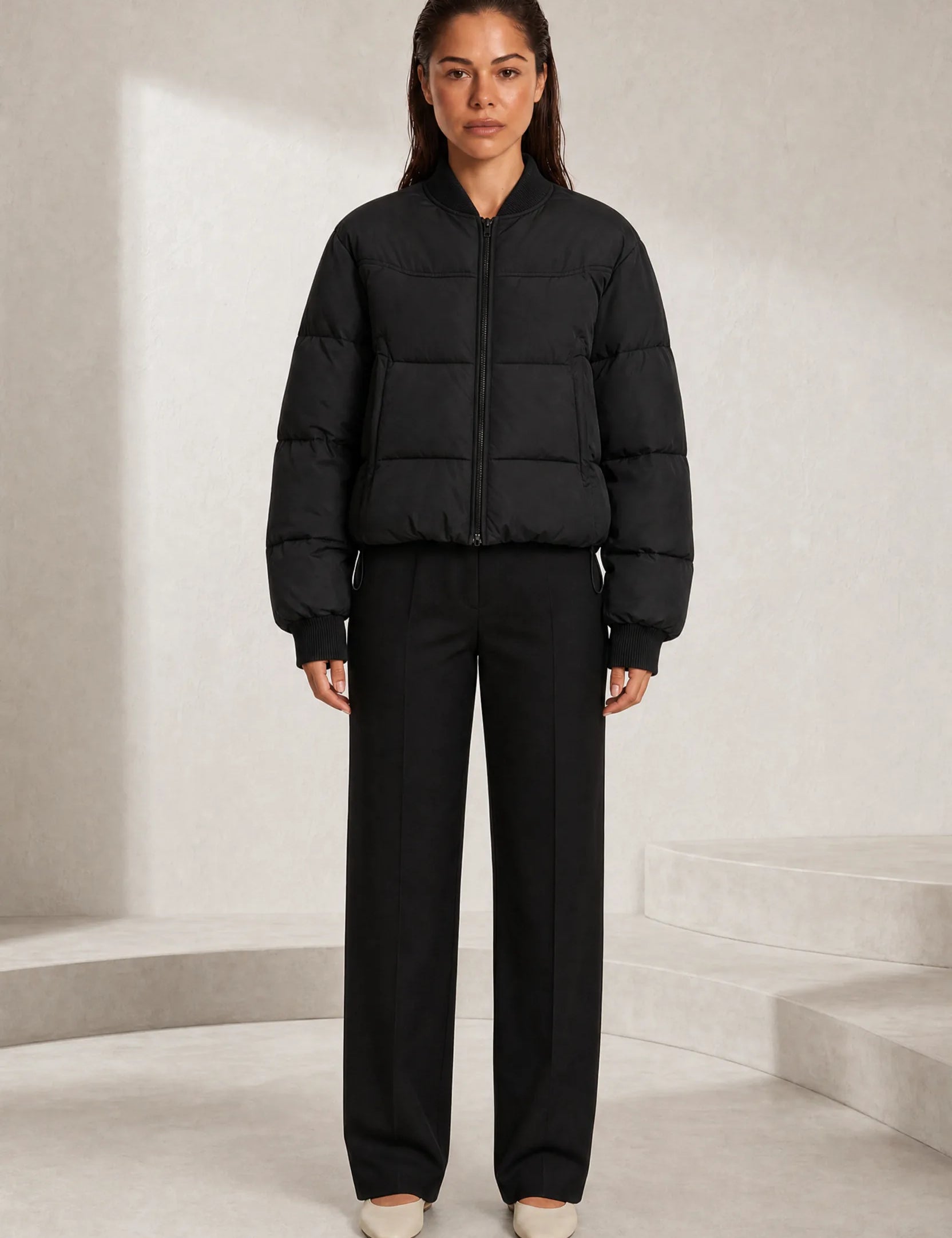 Veste matelassée courte col baseball | Lounelle Paris