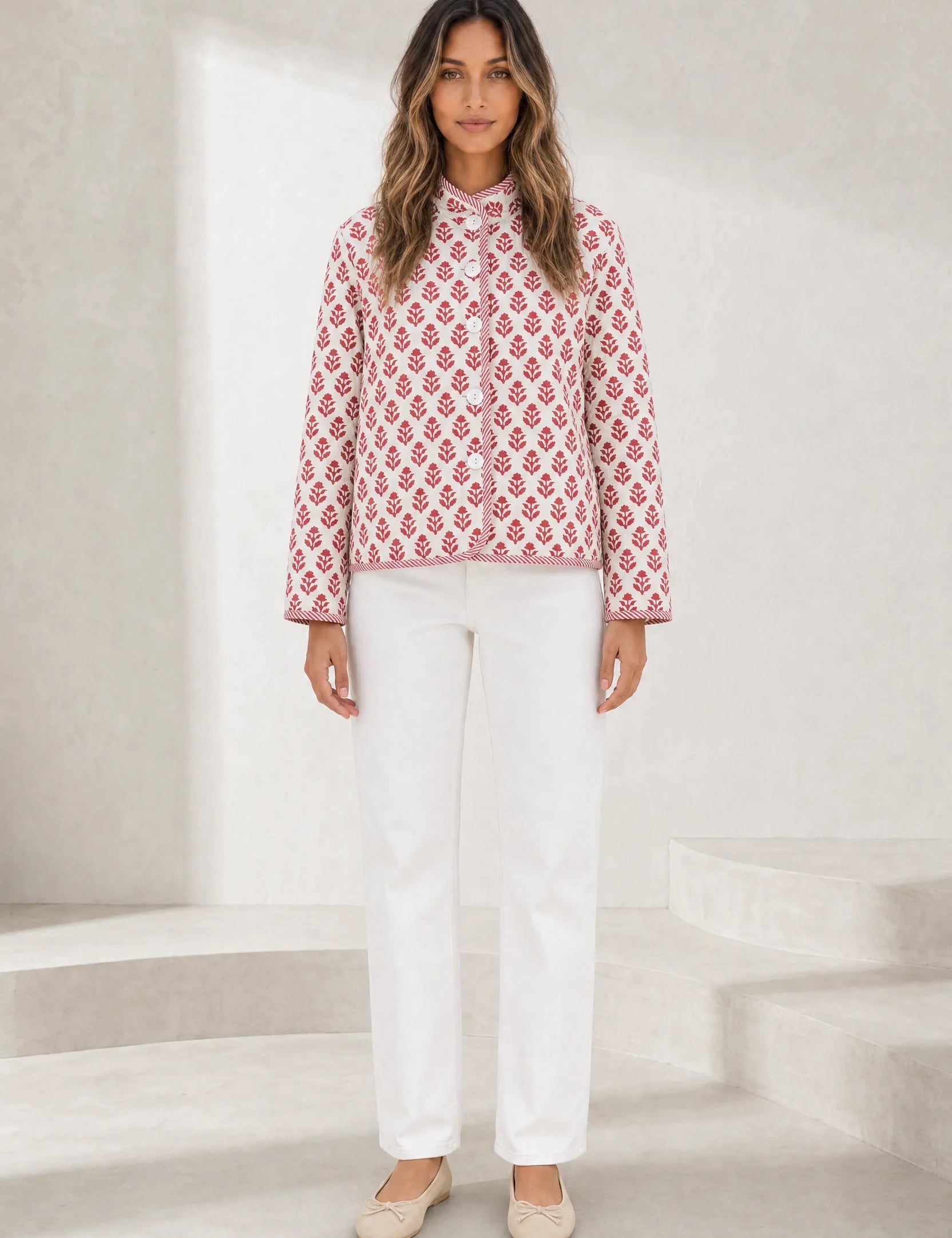 Veste matelassée imprimée col montant | Lounelle Paris