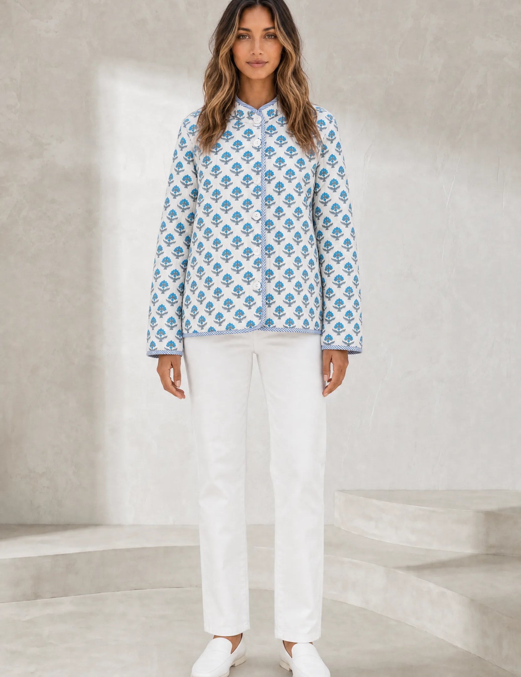 Veste matelassée imprimée col montant | Lounelle Paris