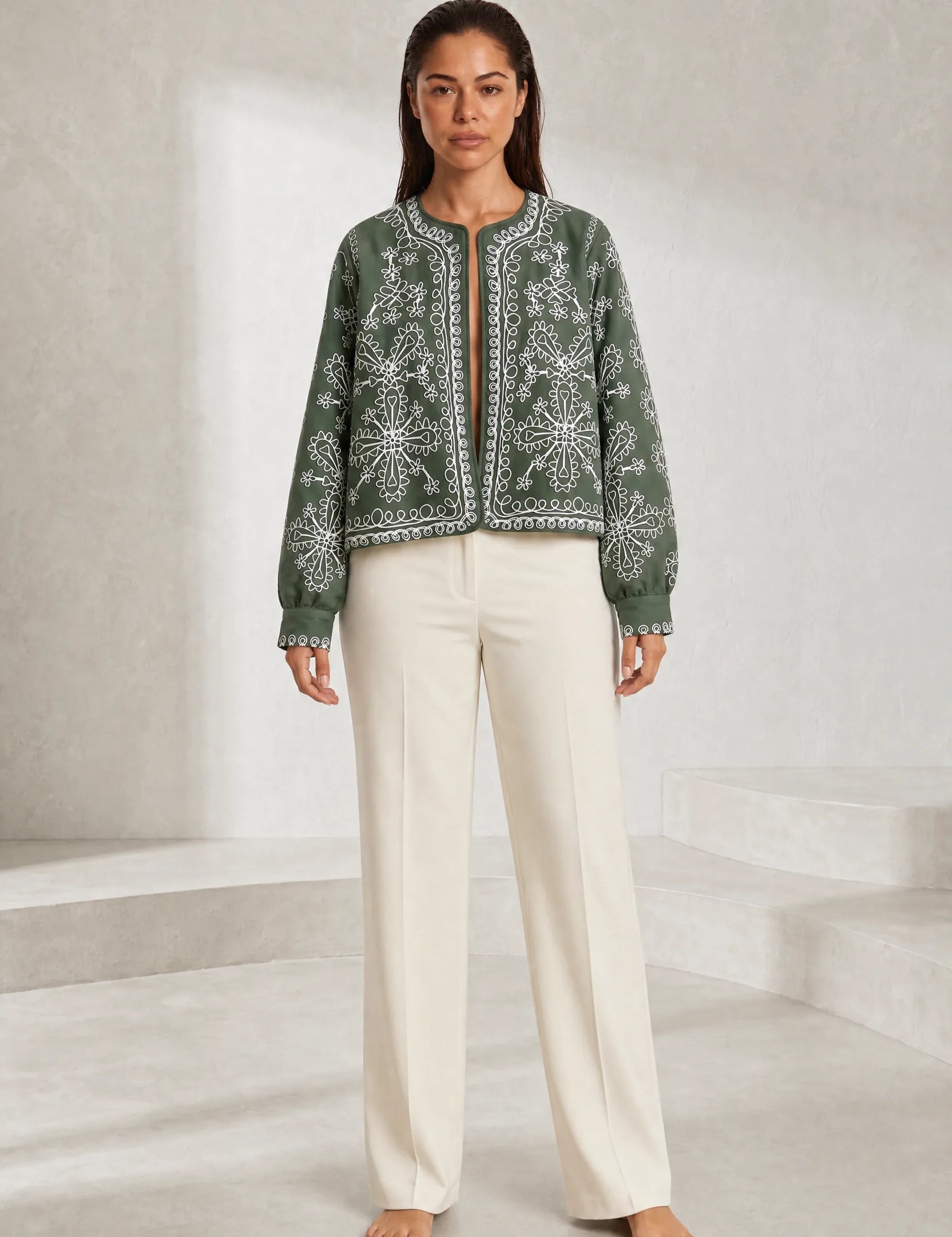Veste matelassée verte imprimée | Lounelle Paris