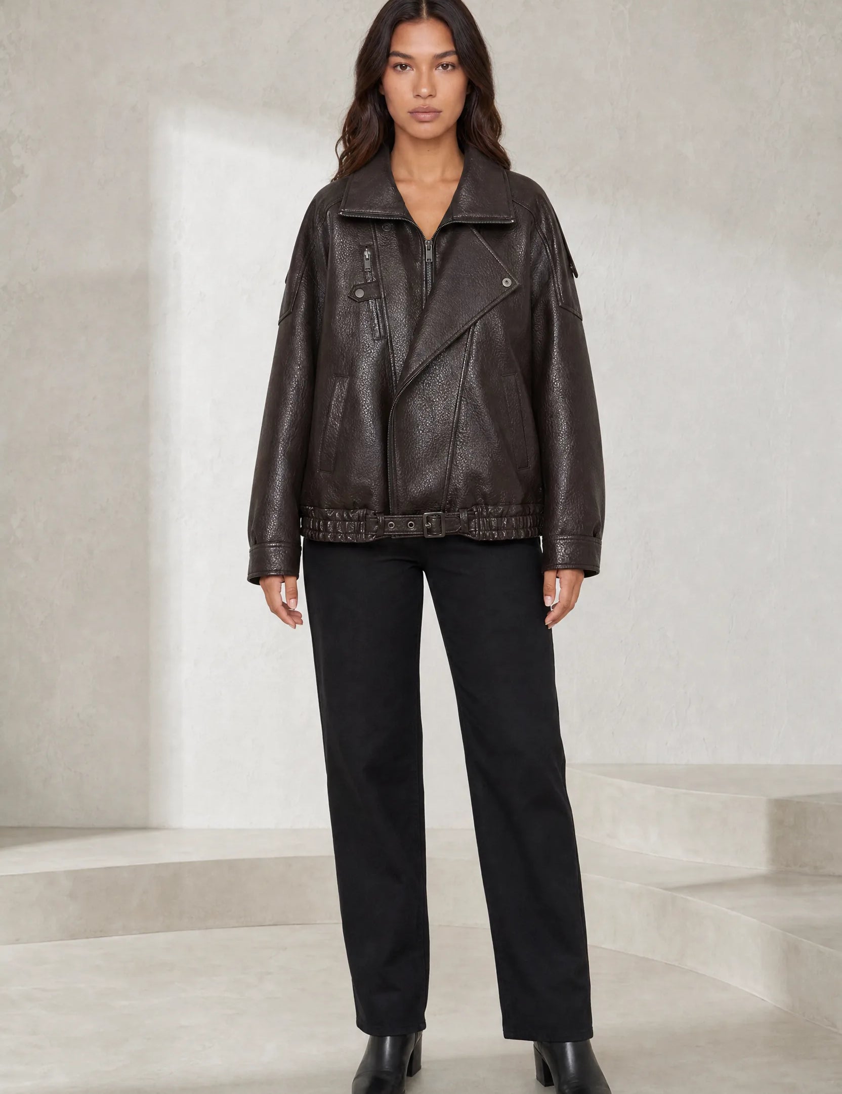 Veste motard ample ceinturée | Lounelle Paris