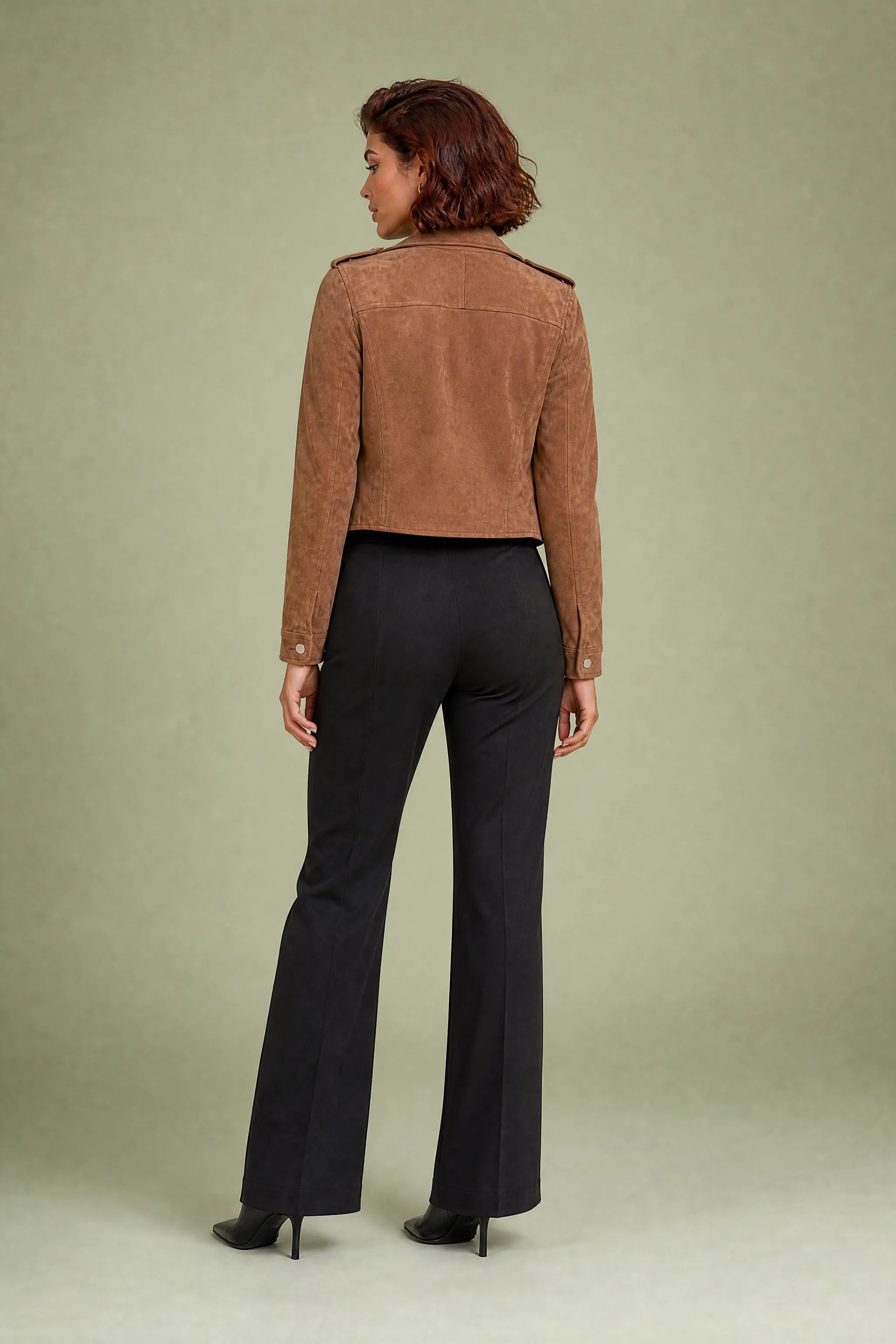 Veste motarde suéde zip asymétrique | Vue de dos | Lounelle Paris