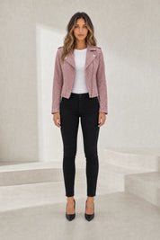 Veste motarde suéde zip asymétrique | Lounelle Paris